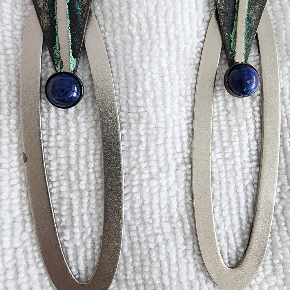 Artistic Silver Blue And White Earrings View 2
